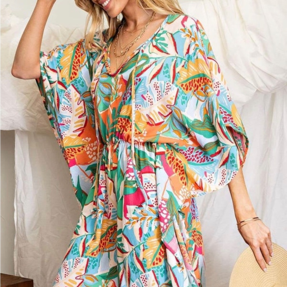 New - Tropical vibes kimono dress